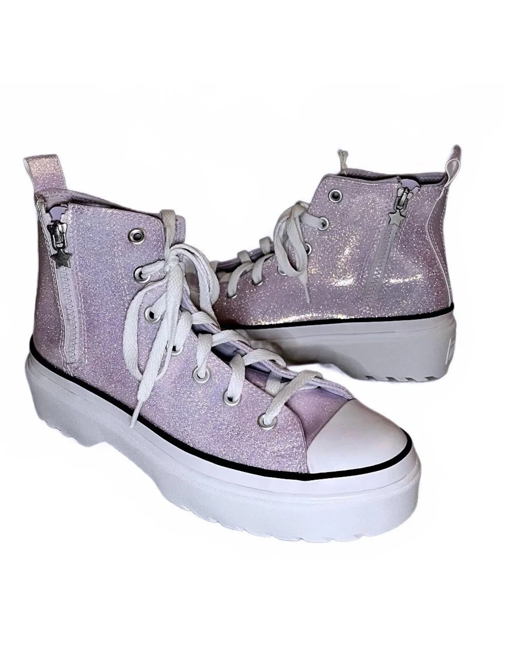 Converse Platform Purple Glitter High Top Sneakers Youth 7/Women’s 8.5